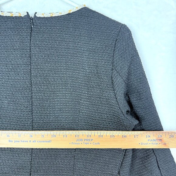 Sunfere Camilla Square Neck Tweed Pearl Trim Mini Dress Womens M Black NEW - Picture 4 of 12